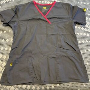 grey scrub shirt